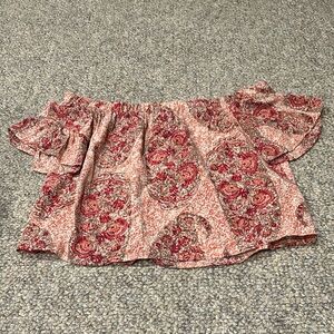 Warm paisley off the shoulder blouse